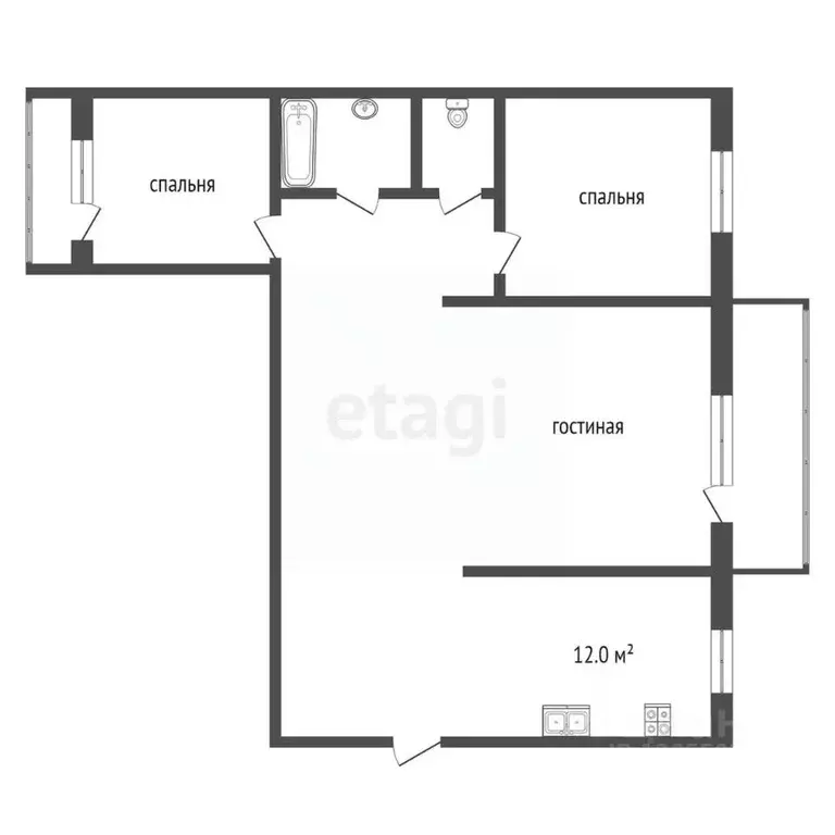 3-к кв. Костромская область, Кострома ул. Шагова, 150б (69.8 м) - Фото 2