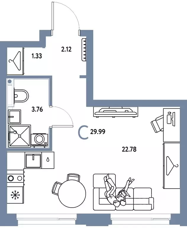 Студия Свердловская область, Екатеринбург ул. Шефская, 28А (29.99 м) - Фото 1