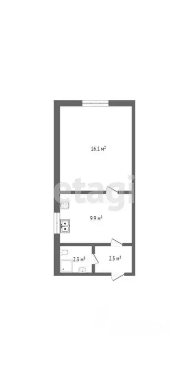 1-к кв. Ханты-Мансийский АО, Ханты-Мансийск ул. Дзержинского, 54 (30.8 ... - Фото 2