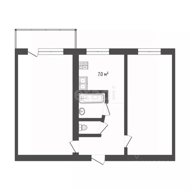 2-к кв. Тюменская область, Тюмень ул. Республики, 213 (43.3 м) - Фото 2