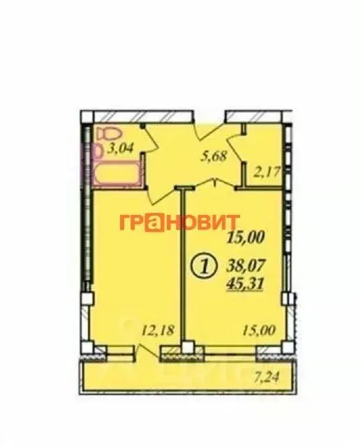 1-к кв. Новосибирская область, Новосибирск ул. Виктора Уса, 1/1 (41.7 ... - Фото 1