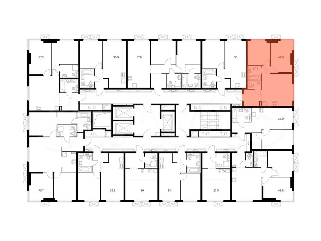 2-к. квартира, 49,6 м, 10/24 эт. - Фото 1