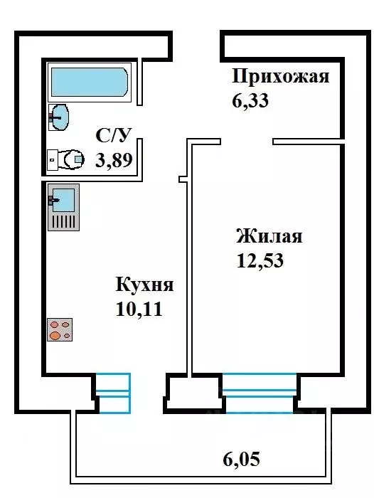 1-к кв. Орловская область, Орел ул. Бурова, 50 (34.68 м) - Фото 0