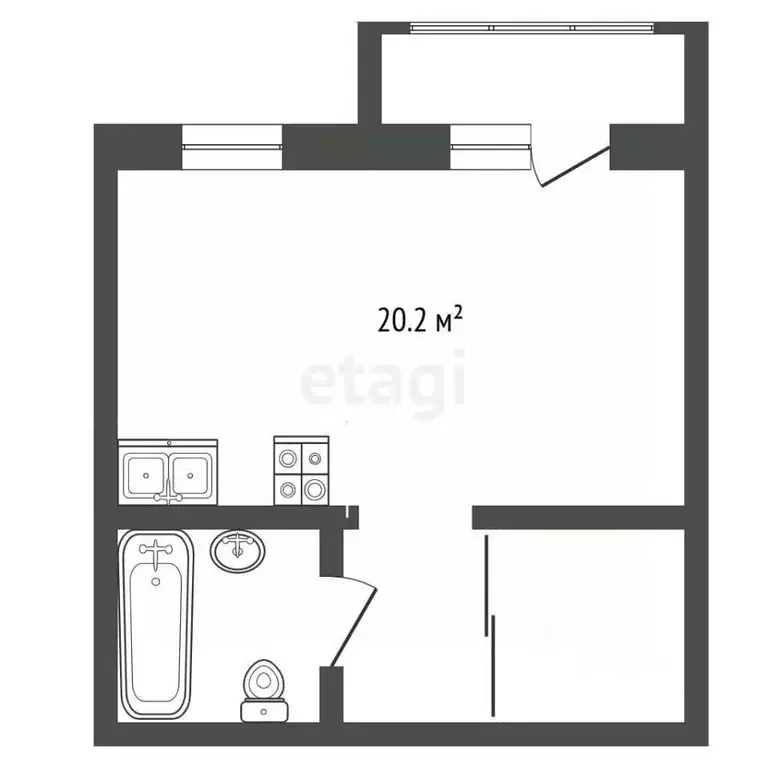 Студия Тюменская область, Тюмень ул. Обдорская, 1к1 (30.2 м) - Фото 1