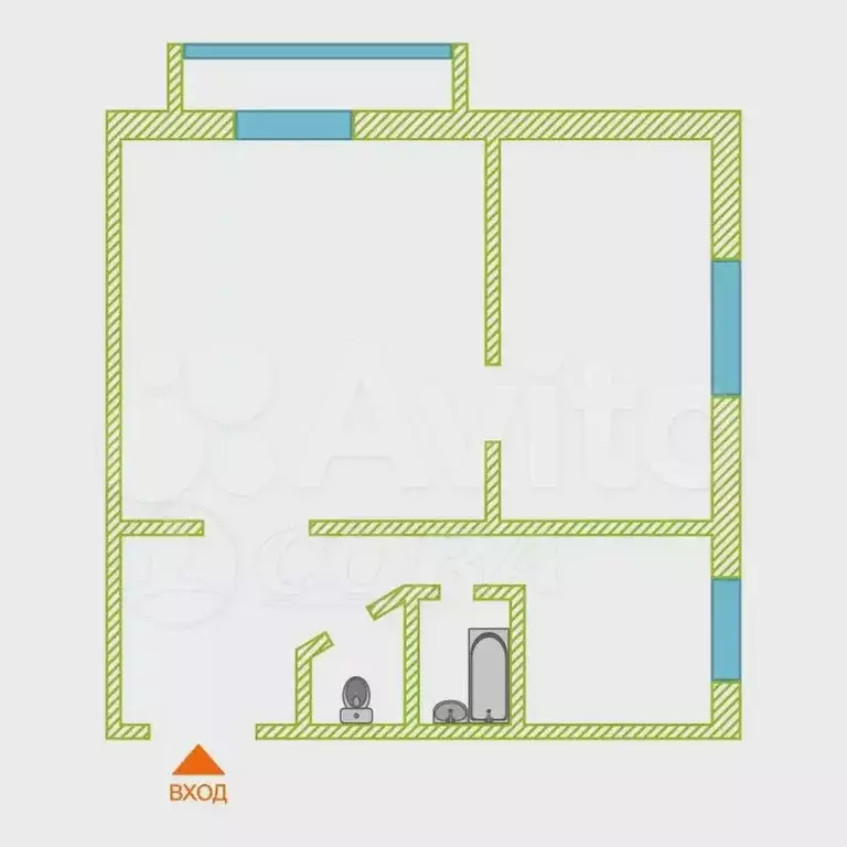 2-к. квартира, 40 м, 4/5 эт. - Фото 0