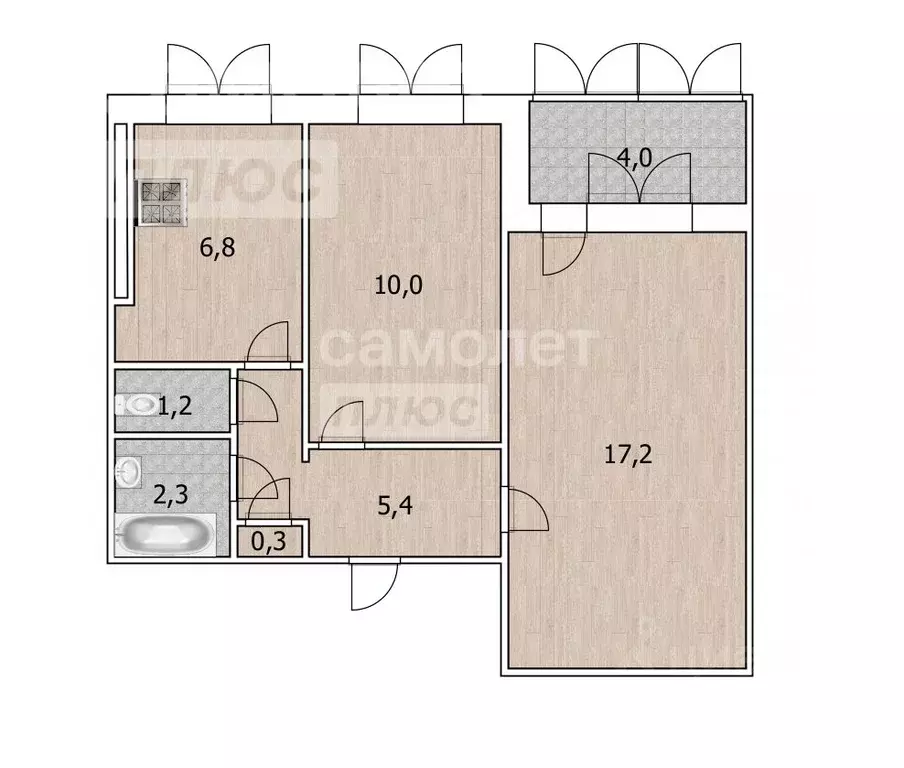 2-к кв. Башкортостан, Уфа Российская ул., 161 (43.2 м) - Фото 1