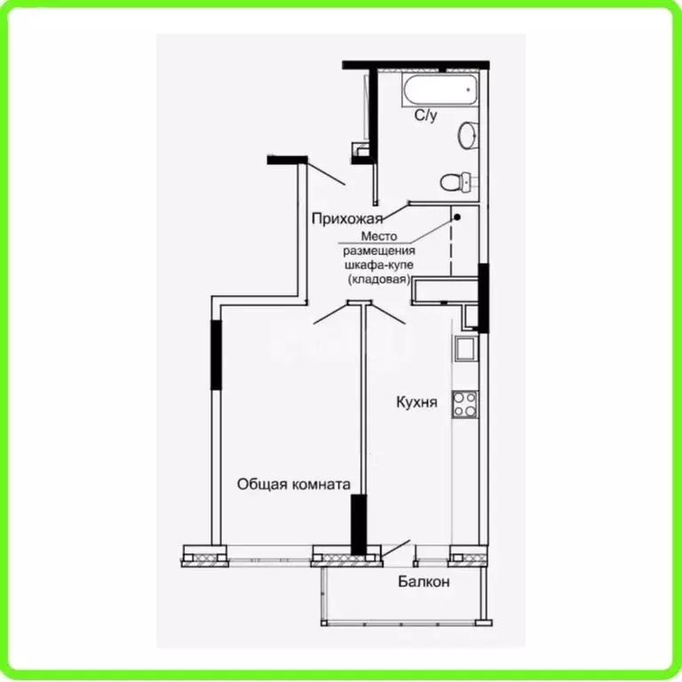 1-комнатная квартира: Осиновая Гора, микрорайон Левобережный, ... - Фото 1