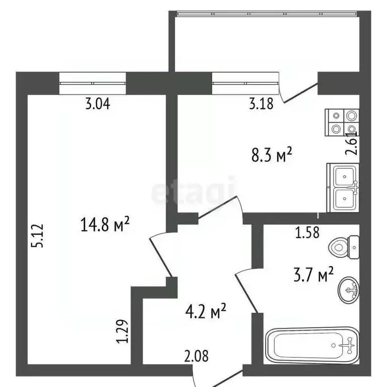 1-к кв. Кемеровская область, Юрга ул. Мира, 21 (30.9 м) - Фото 0