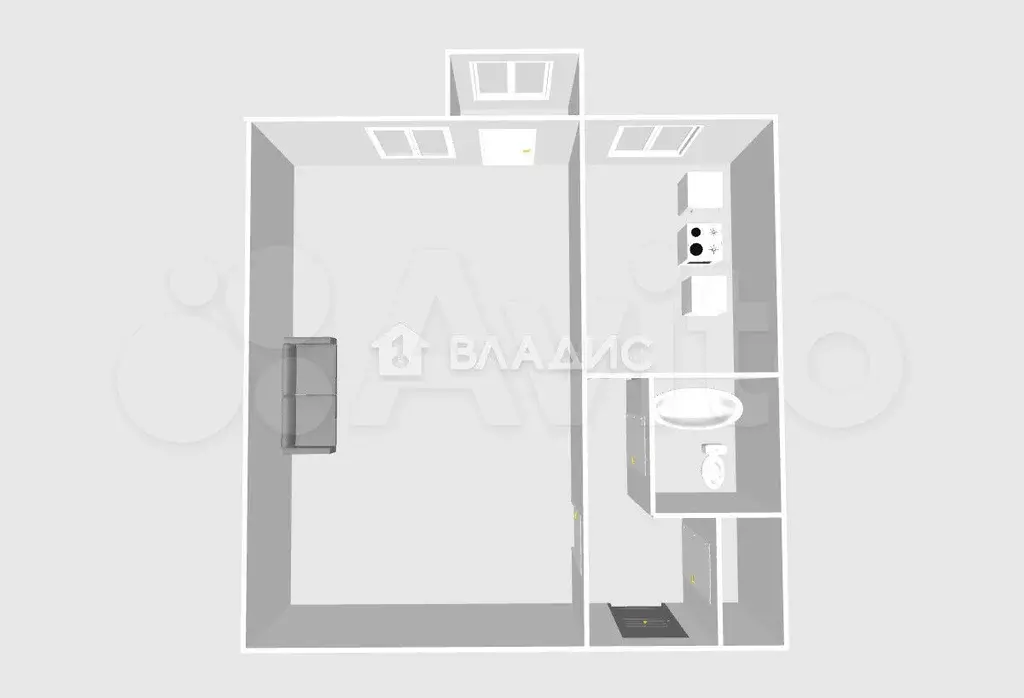 1-к. квартира, 28,1 м, 3/9 эт. - Фото 0
