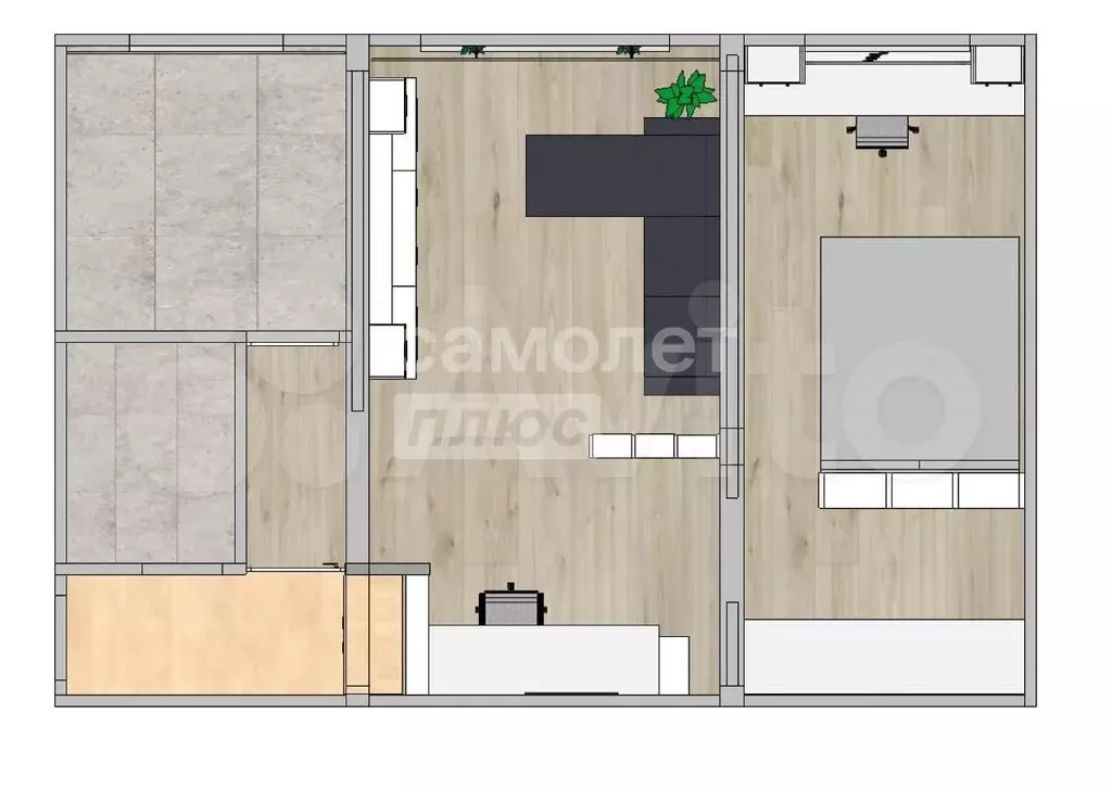 2-к. квартира, 45,7 м, 1/5 эт. - Фото 1