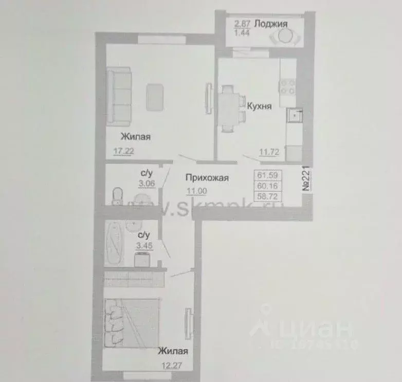 2-к кв. Калининградская область, Зеленоградск ул. Тургенева, 16Ак3 ... - Фото 2