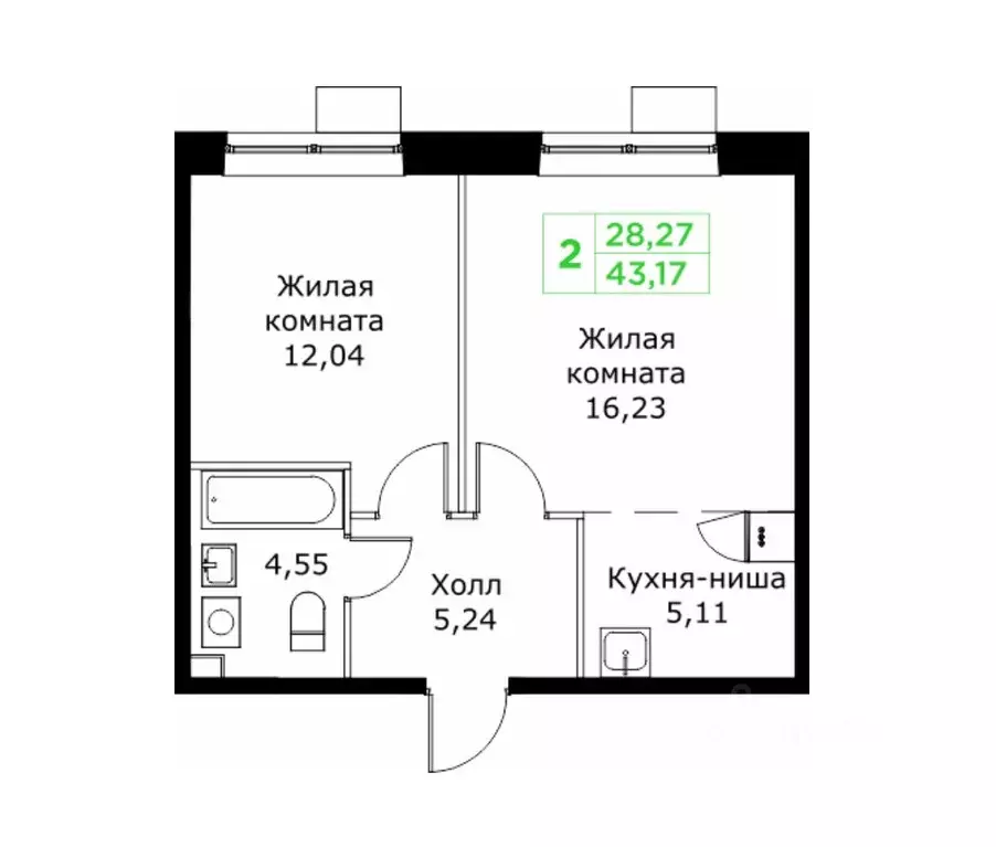 2-к кв. Московская область, Мытищи Шараповский проезд (43.17 м) - Фото 0