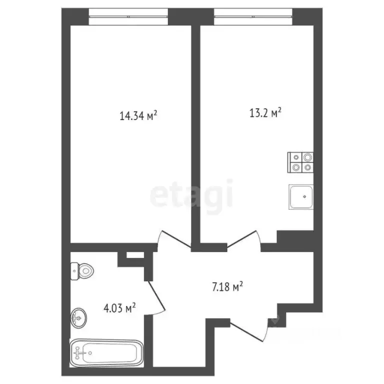 1-к кв. Тюменская область, Тюмень Ставропольская ул., 160 (39.0 м) - Фото 1