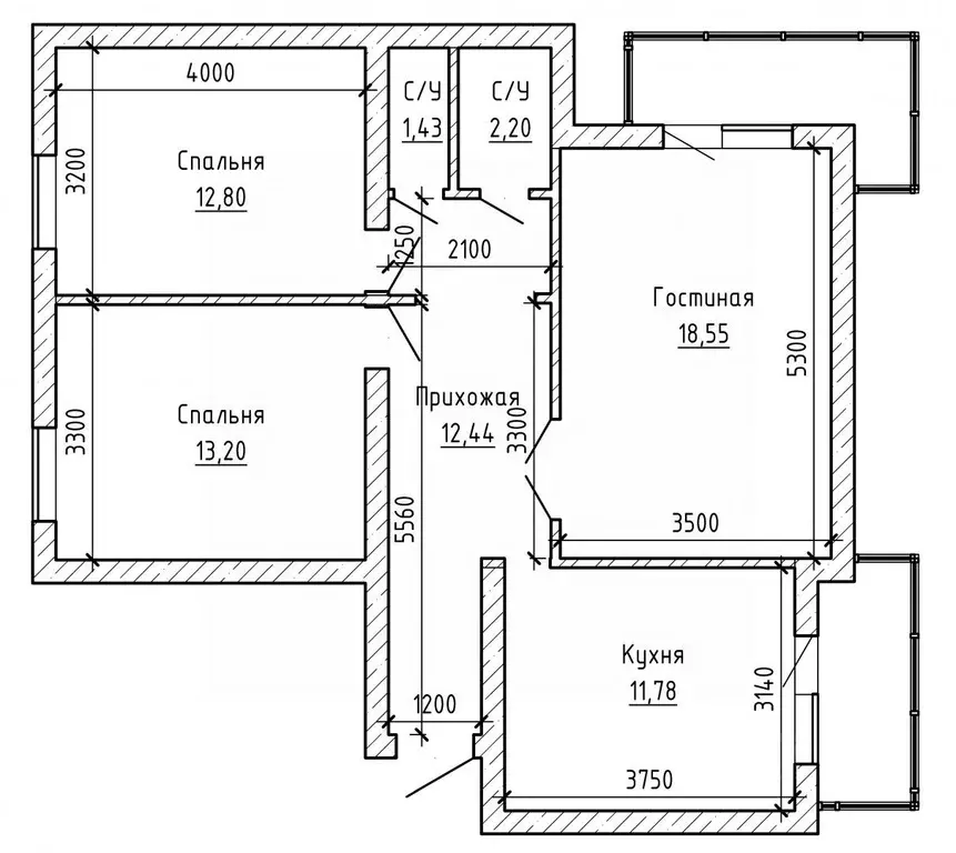 3-к кв. Кабардино-Балкария, Нальчик ул. Ю.А. Гагарина (74.0 м) - Фото 2