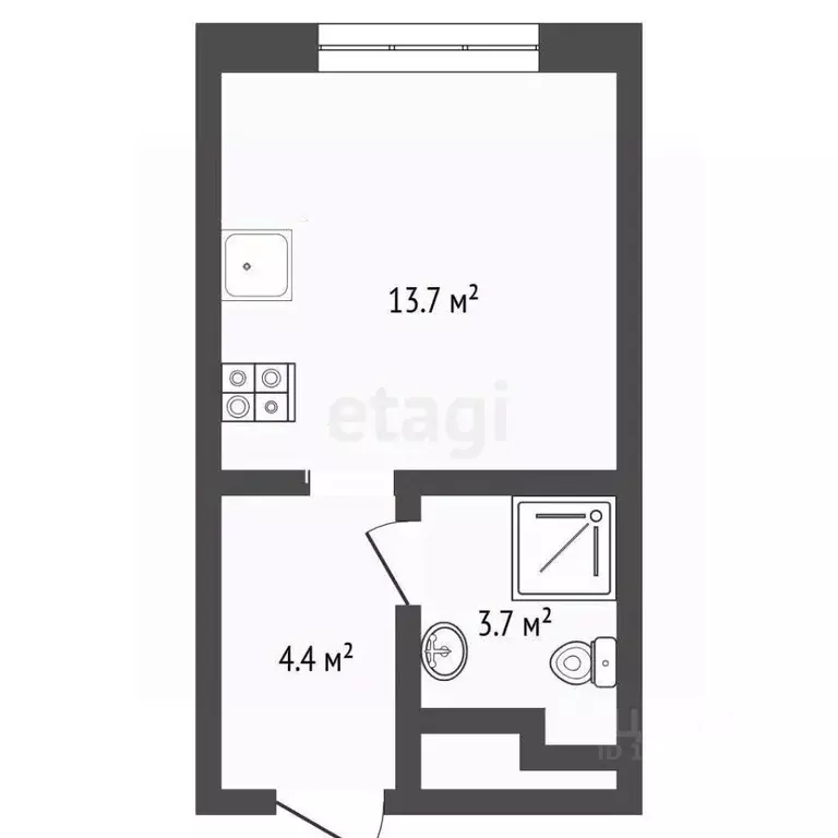 Студия Тюменская область, Тюмень ул. Республики, 204к19 (21.5 м) - Фото 2