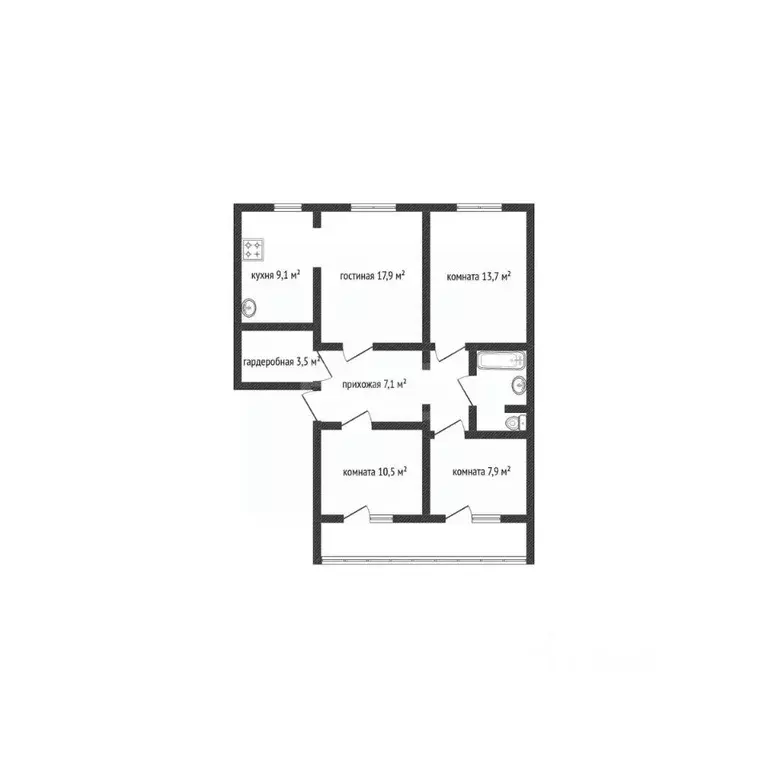 3-к кв. Удмуртия, Ижевск ул. Имени Репина, 10 (76.0 м) - Фото 1