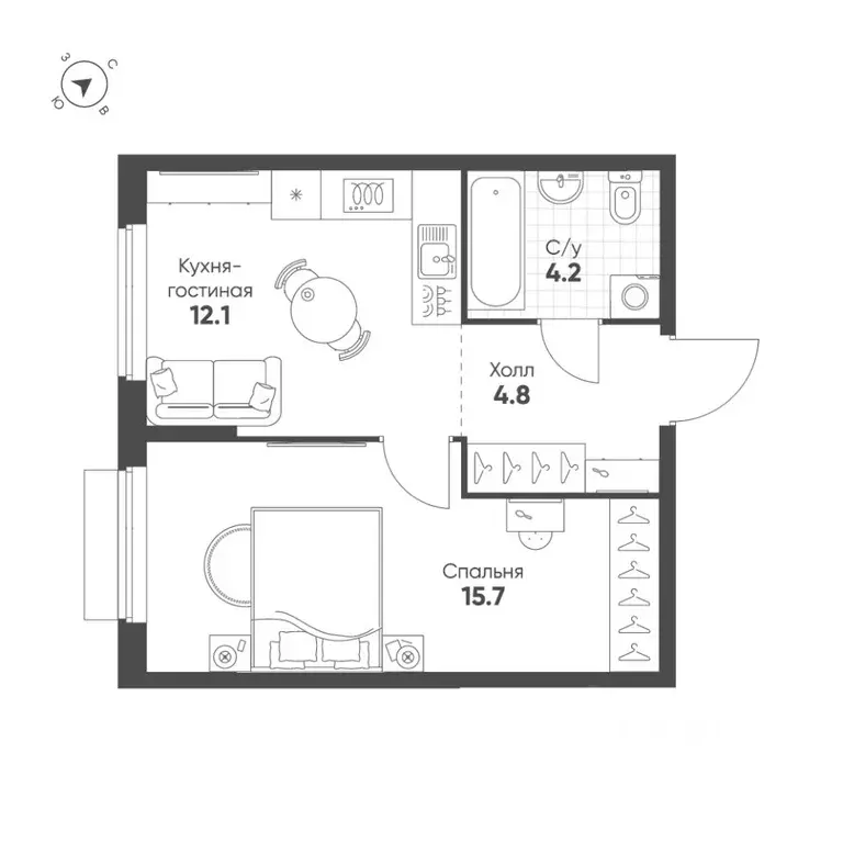 1-к кв. Свердловская область, Екатеринбург Солнечный жилрайон,  (36.8 ... - Фото 1