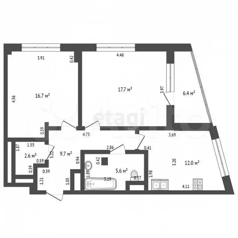 3-к. квартира, 65 м, 5/26 эт. - Фото 0