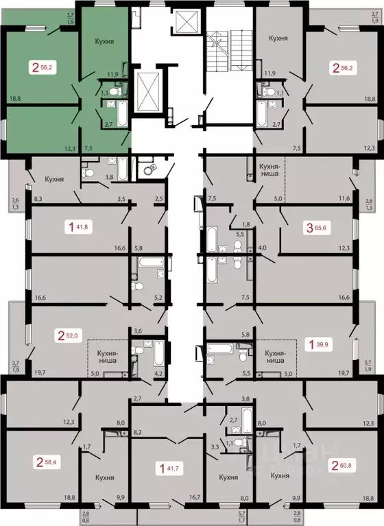2-к кв. Красноярский край, Красноярск Пашенный мкр,  (56.2 м) - Фото 1