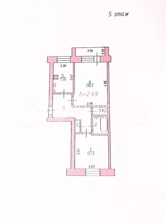 2-к. квартира, 52 м, 5/5 эт. - Фото 0