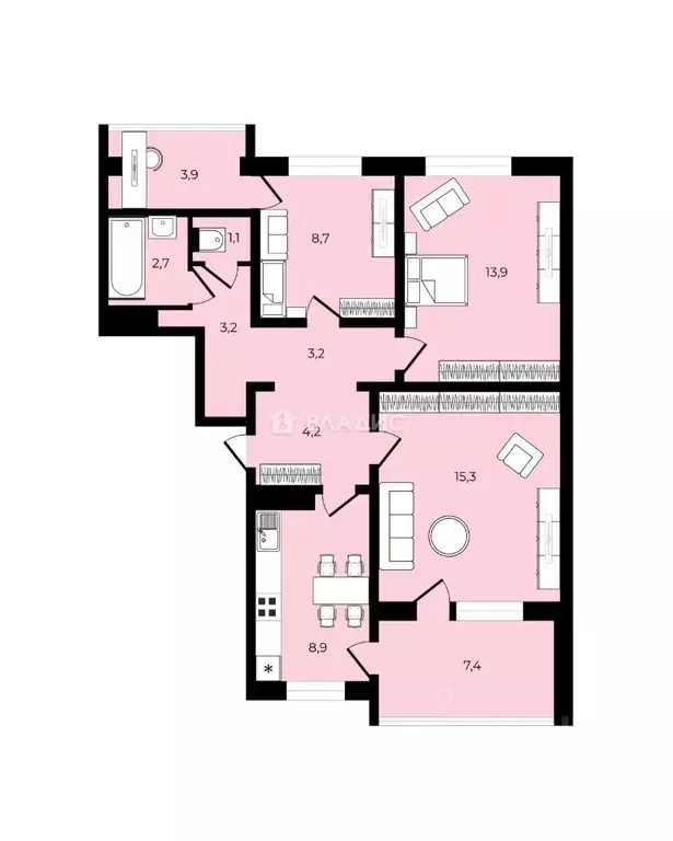 3-к кв. Краснодарский край, Сочи Адлер жилрайон, ул. Голубые Дали, 25 ... - Фото 2