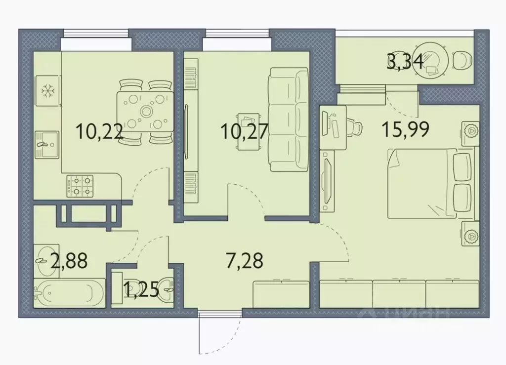 2-к кв. Брянская область, Брянск просп. Станке Димитрова, 67к7 (48.7 ... - Фото 1