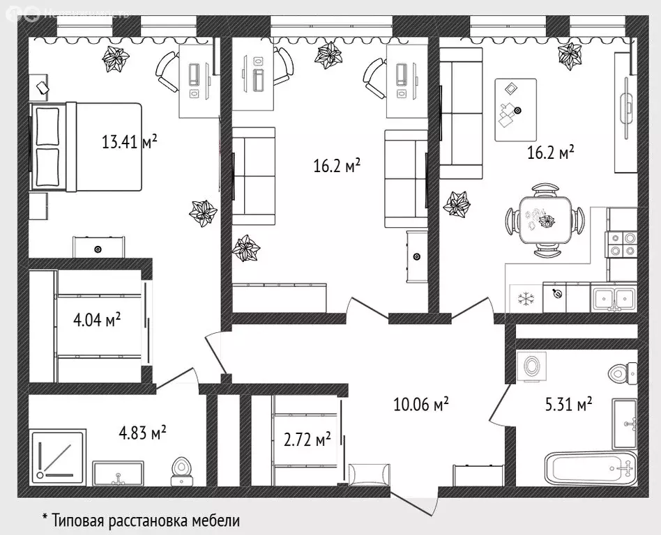 2-комнатная квартира: Тюмень, улица Николая Машарова, 2 (74 м) - Фото 0