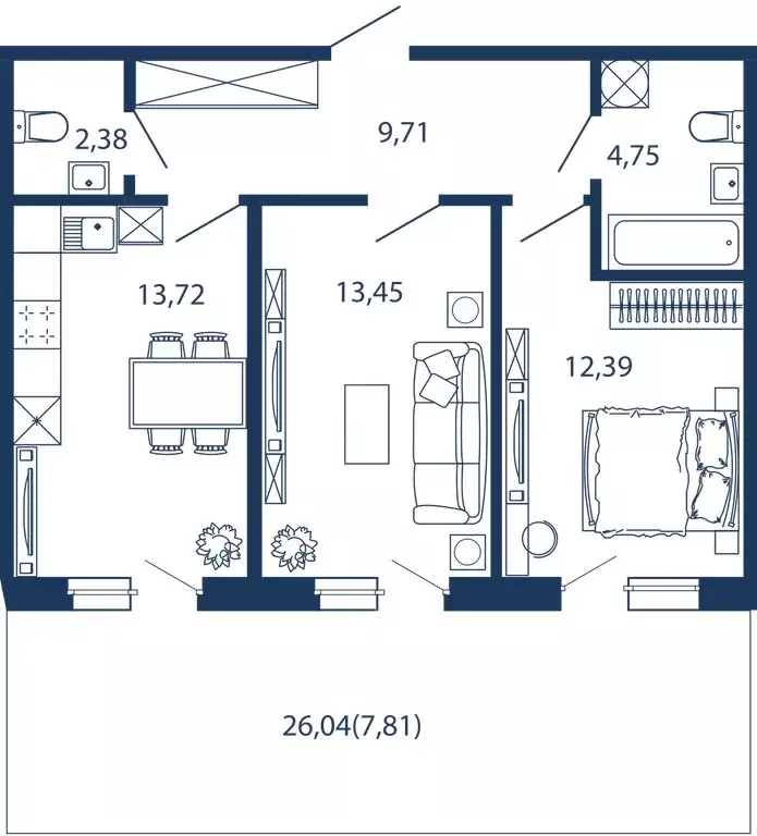 2-комнатная квартира: сестрорецк, улица инструментальщиков, 18 (64.2 . - Фото 0