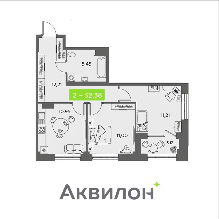 2-к кв. Архангельская область, Архангельск ул. Розы Шаниной, 4 (52.38 ... - Фото 1