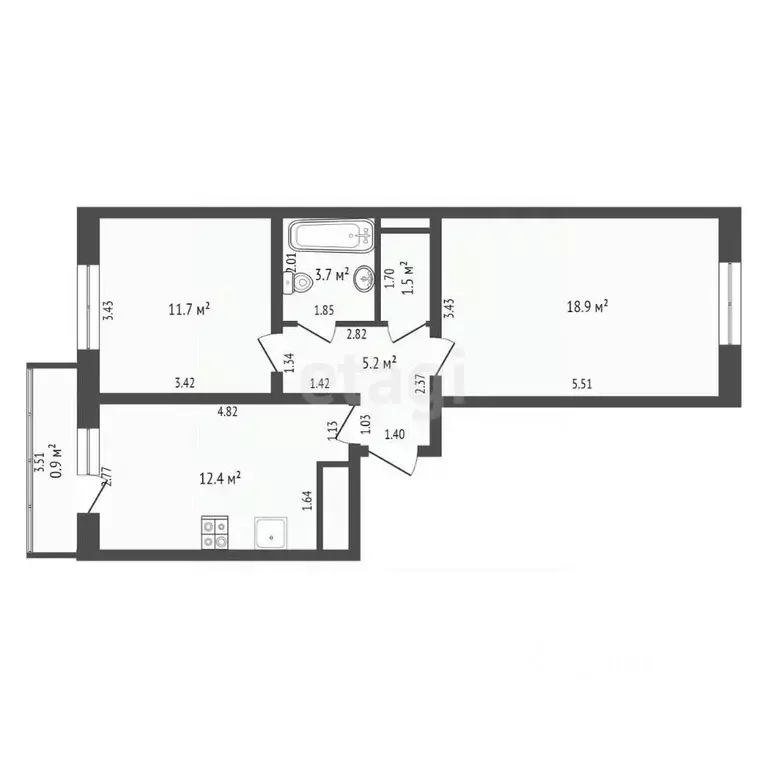 2-к кв. Калининградская область, Калининград Пригородная ул., 13к1 ... - Фото 2