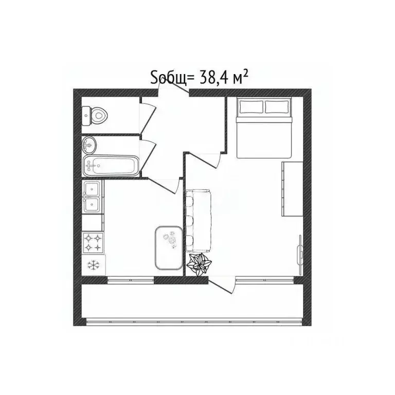 1-к кв. Брянская область, Брянск Полесская ул., 18 (38.4 м) - Фото 1
