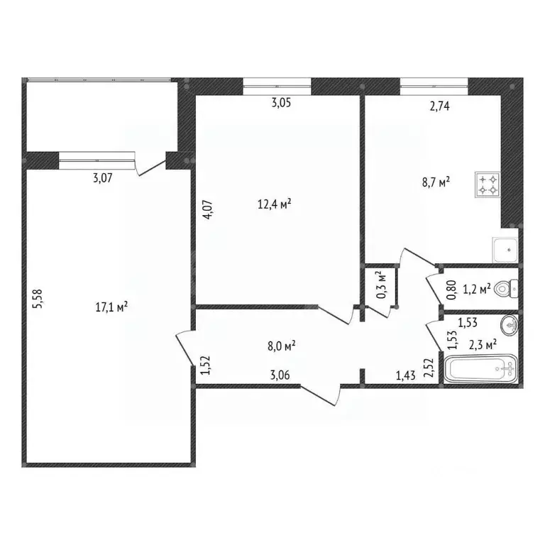 2-к кв. Башкортостан, Уфа ул. Степана Злобина, 24 (52.0 м) - Фото 2