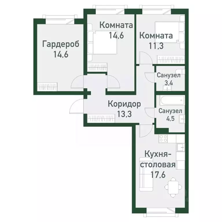 2-к кв. Челябинская область, Челябинский городской округ, пос. ... - Фото 0