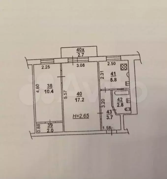 2-к. квартира, 44 м, 5/5 эт. - Фото 0