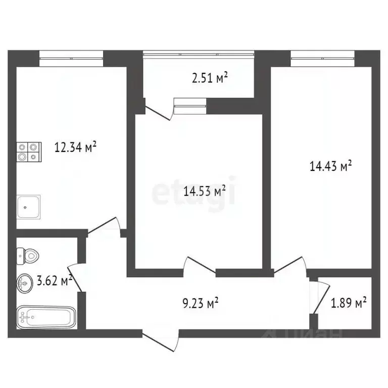 2-к кв. Новосибирская область, Новосибирск Фабричная ул., 65/2 (57.3 ... - Фото 1