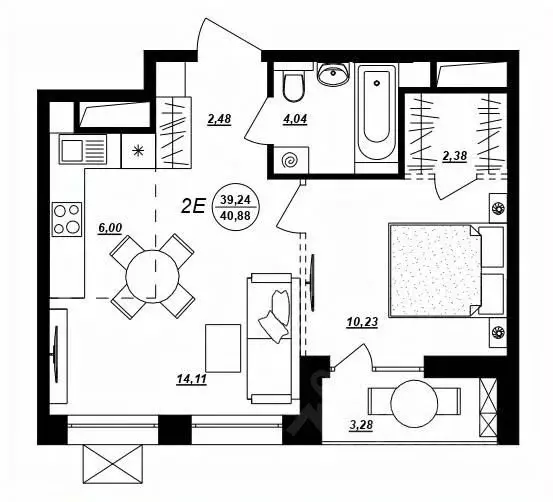 2-к кв. Хабаровский край, Хабаровск ул. Демьяна Бедного (40.88 м) - Фото 1