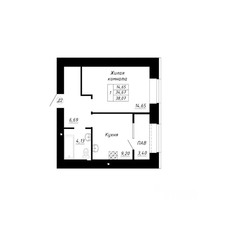 1-к кв. Башкортостан, Стерлитамак Прибрежный мкр,  (38.07 м) - Фото 1