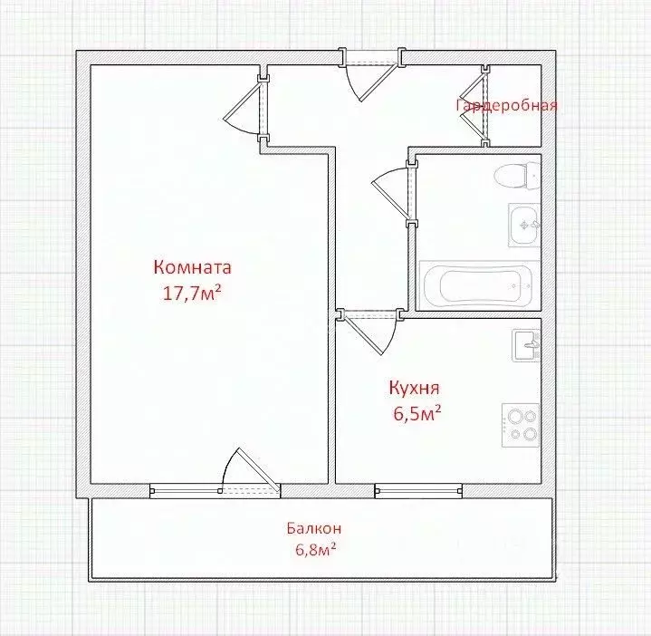 1-к кв. Татарстан, Казань ул. Юлиуса Фучика, 75 (34.7 м) - Фото 1