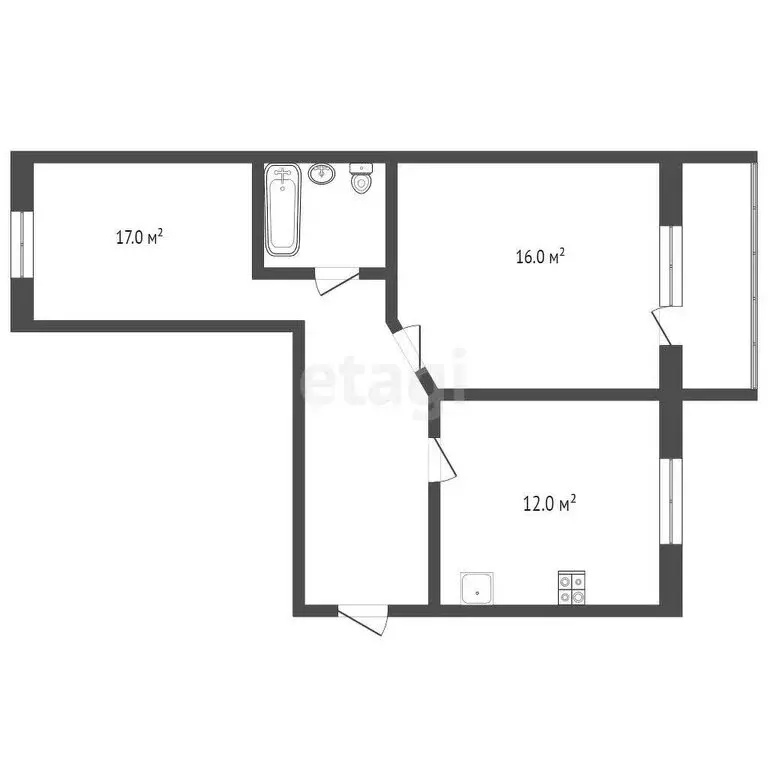 2-комнатная квартира: деревня Красненькая, Совхозная улица, 210к1 ... - Фото 0
