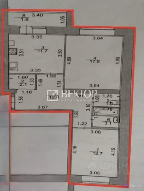2-к кв. Костромская область, Кострома Давыдовская ул., 24 (61.9 м) - Фото 2
