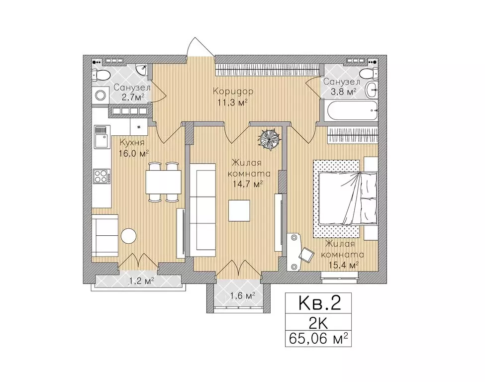 2-комнатная квартира: Рязань, улица Горького, 62 (65.06 м) - Фото 0