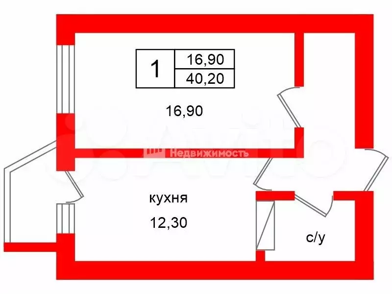 1-к. квартира, 40,2 м, 5/14 эт. - Фото 0