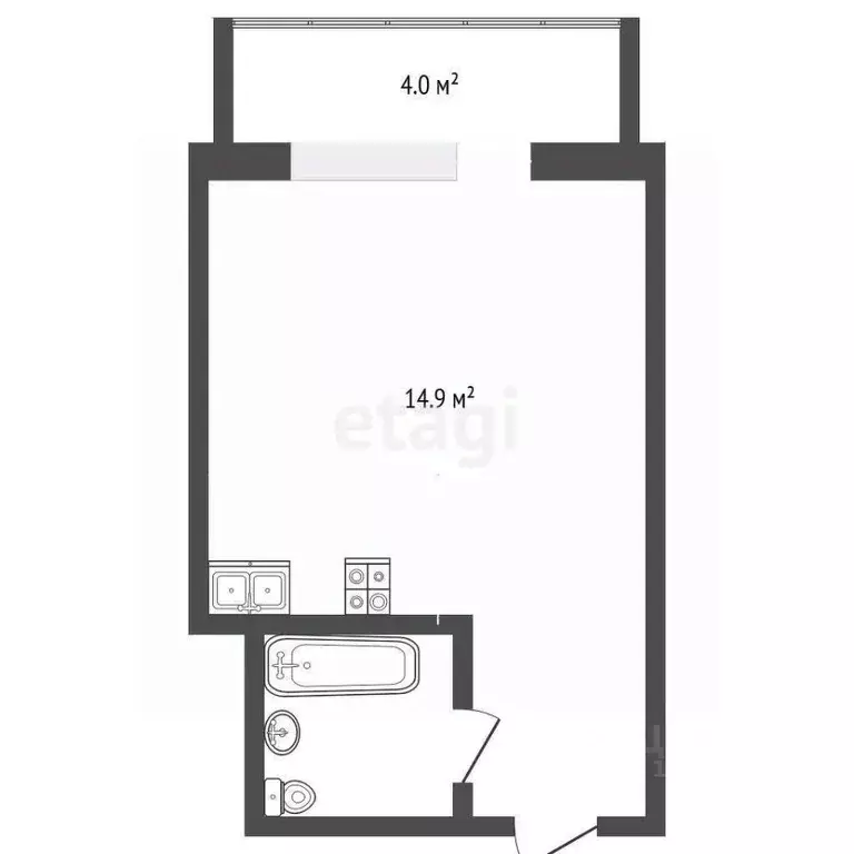 Студия Тюменская область, Тюмень ул. Червишевский Тракт, 84 (14.6 м) - Фото 2