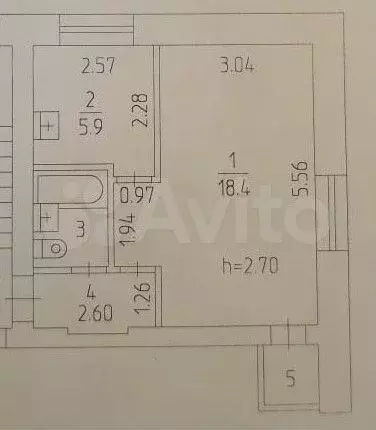 1-к. квартира, 31,9 м, 4/5 эт. - Фото 0
