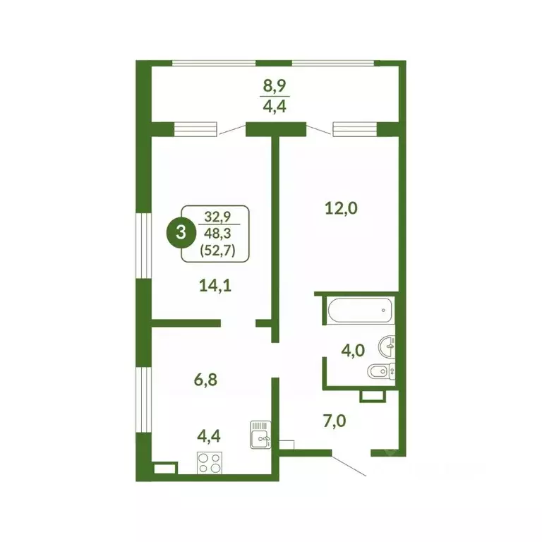 3-к кв. Кировская область, Киров ул. Тимирязева, 7к1 (52.7 м) - Фото 0