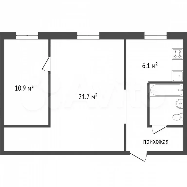 2-к. квартира, 55,2 м, 4/5 эт. - Фото 0