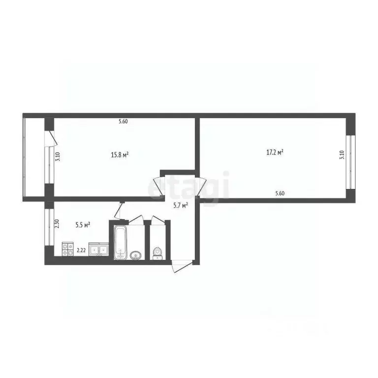 2-к кв. Архангельская область, Архангельск Вологодская ул., 42к1 (47.5 ... - Фото 1