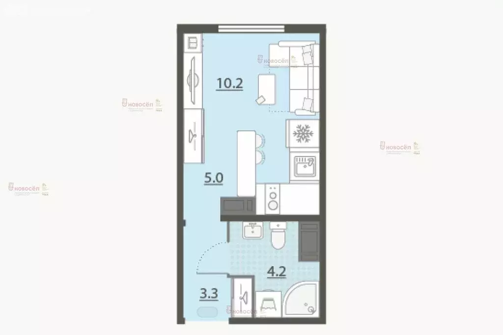 Квартира-студия: Екатеринбург, улица Евгения Савкова, 35/2 (21 м) - Фото 1