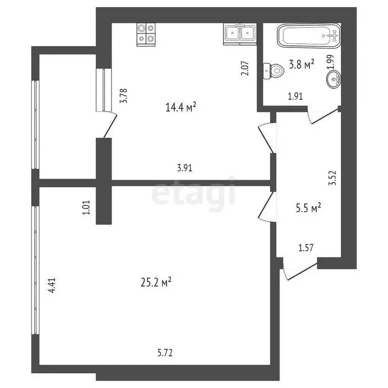 1-комнатная квартира: Севастополь, улица Челюскинцев, 57/3 (48.4 м) - Фото 0