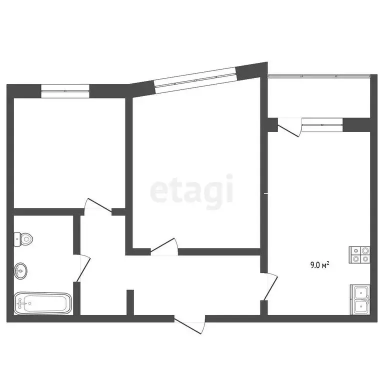 2-комнатная квартира: Лесной, улица Мира, 11 (44.5 м) - Фото 1